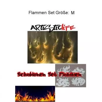 Airbrush Schablone Freehand für Feuer & Flammen - Real Flames True Fire 4 Tlg Gr:M