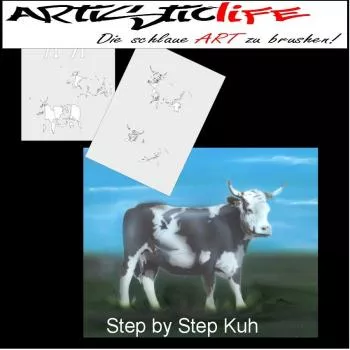 Schablone Kuh step by step Gr M