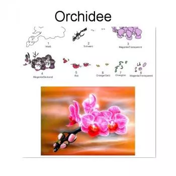 Airbrush Schablone Orchidee Step by Step Gr M