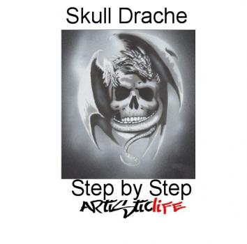 Airbrush Schablone Skull Drache Step by Step Gr M