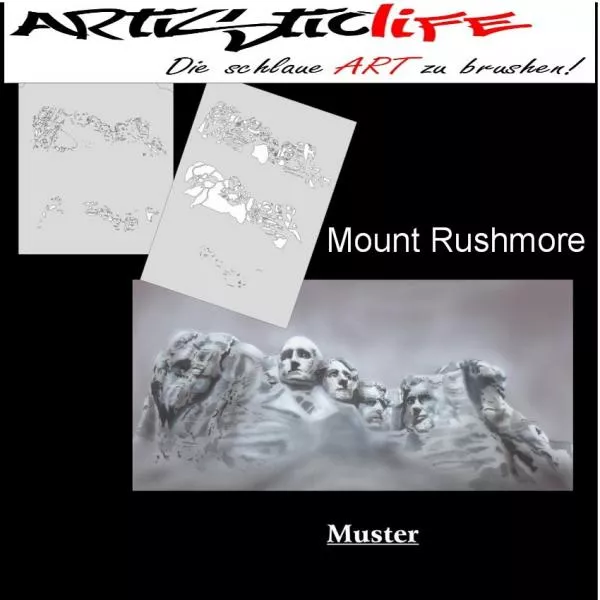 Schablone Mount Rushmore step by step Gr M