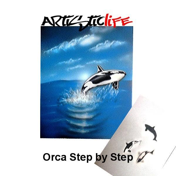 Airbrush Schablone Orca Step by Step Gr M