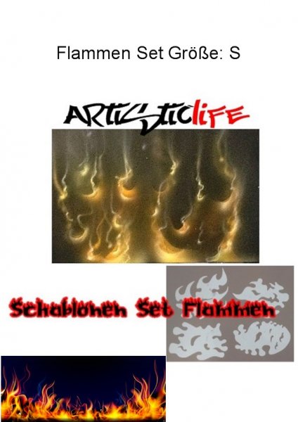 Airbrush Schablone Freehand für Feuer & Flammen - Real Flames True Fire 4 Tlg