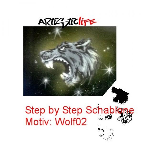 Airbrush Step by Step A4 Schablone AL-Wolf 02